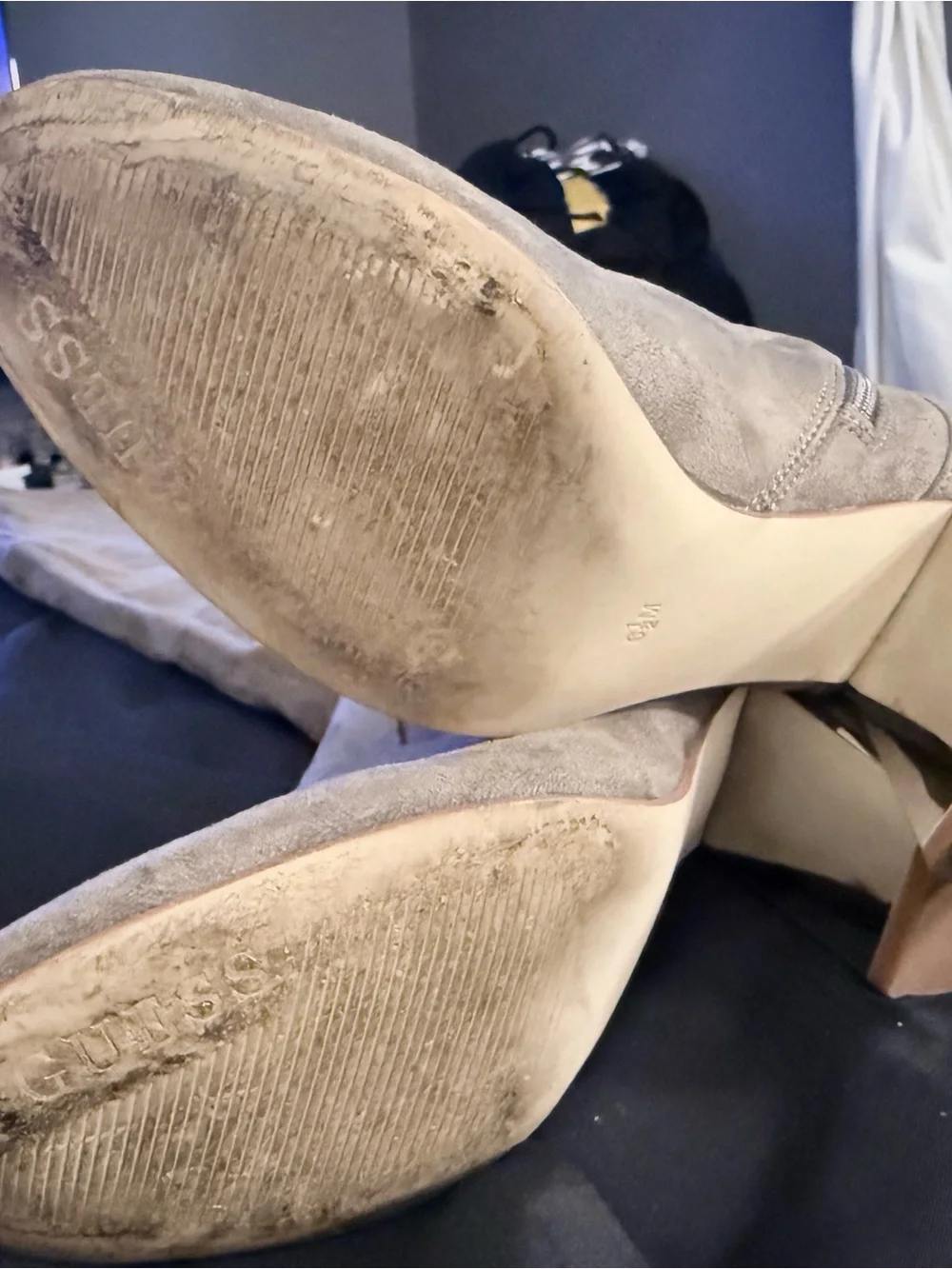 Over-the-Knee beige Suede Block Heel Boots